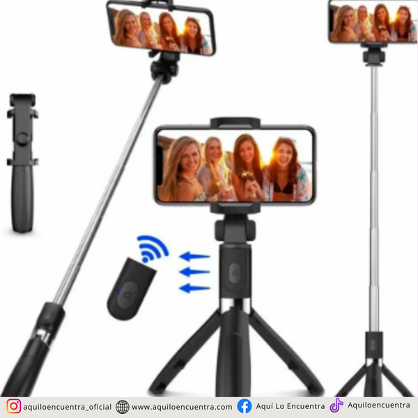 Kit Monopod Bluetooth + Tripode Baston Palo Selfies Celular